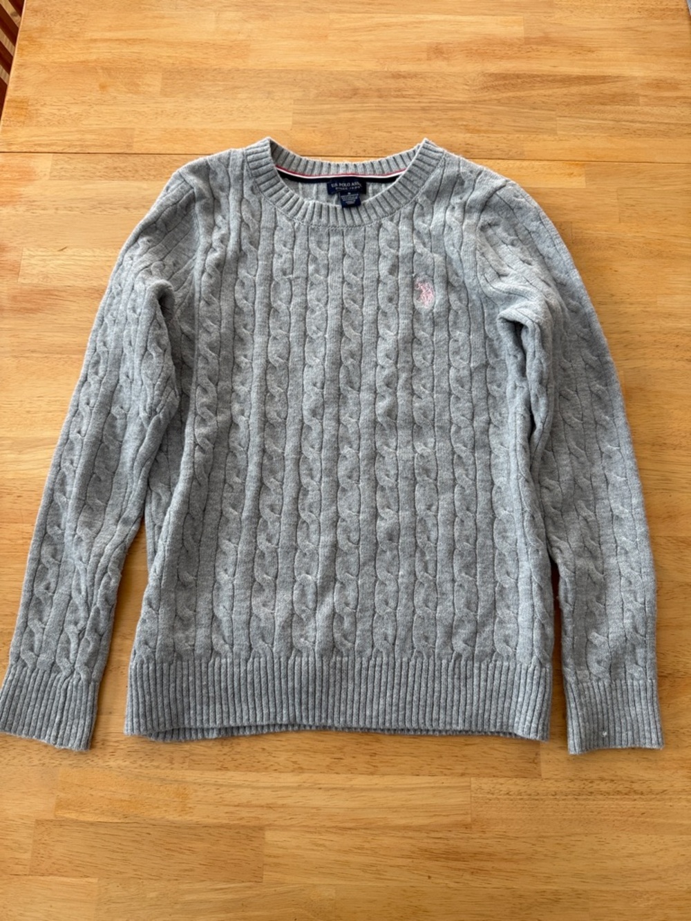 US Polo Assn Gray Ribbed Crewneck Sweater